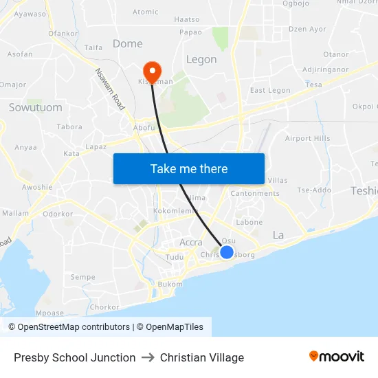 Presby School Junction to Christian Village map