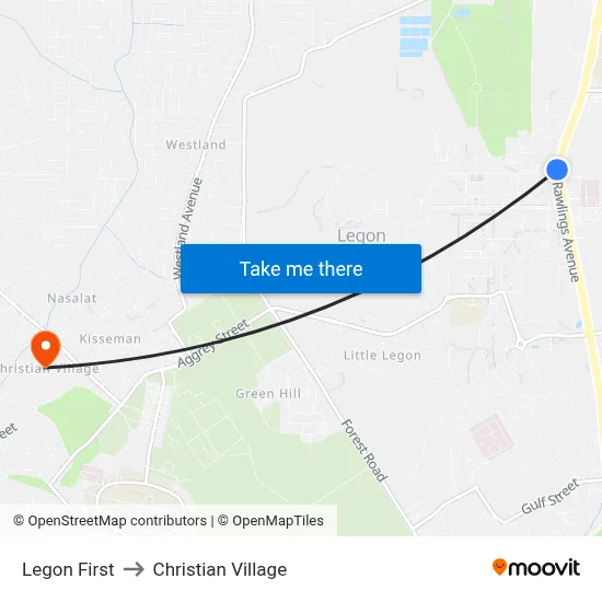 Legon First to Christian Village map