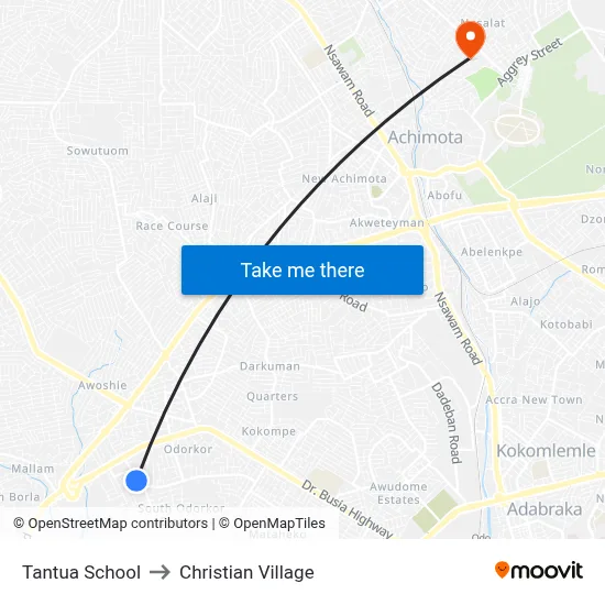 Tantua School to Christian Village map