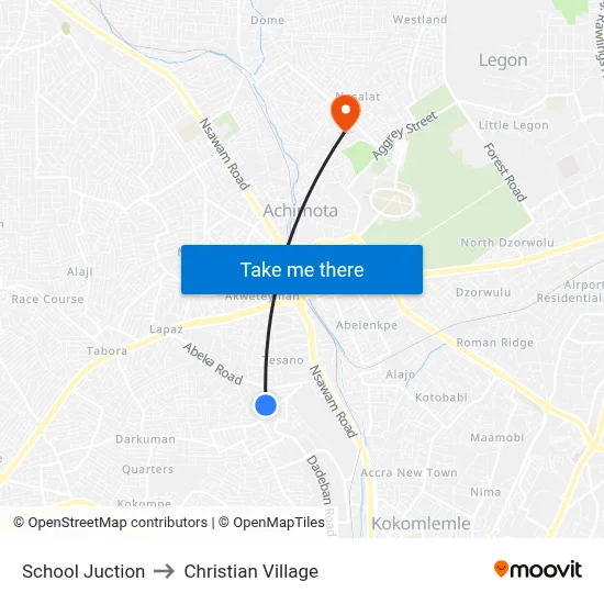 School Juction to Christian Village map