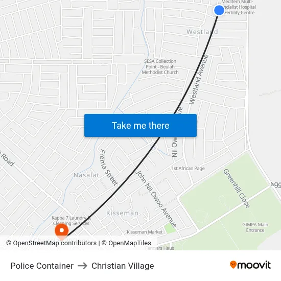 Police Container to Christian Village map