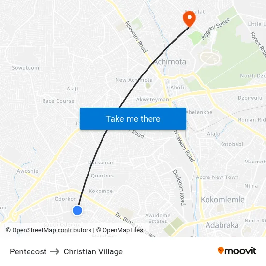 Pentecost to Christian Village map