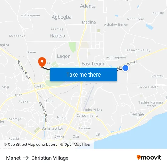 Manet to Christian Village map