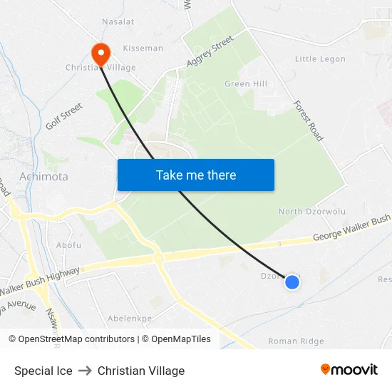 Special Ice to Christian Village map