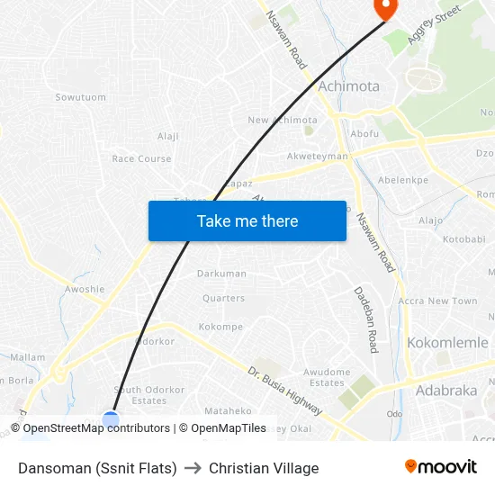 Dansoman (Ssnit Flats) to Christian Village map