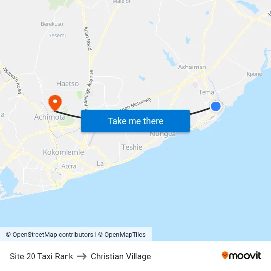 Site 20 Taxi Rank to Christian Village map