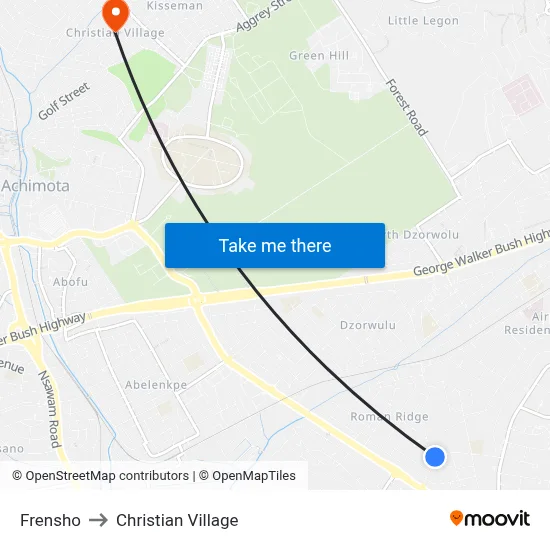Frensho to Christian Village map