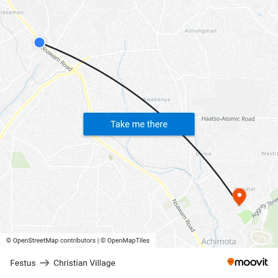 Festus to Christian Village map