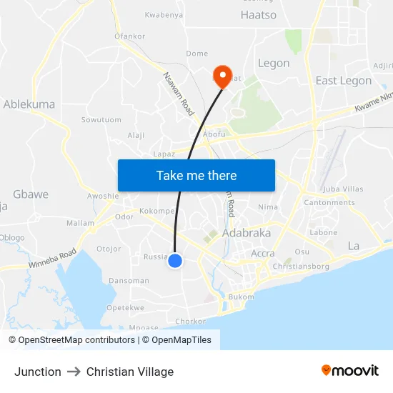 Junction to Christian Village map