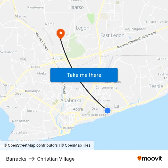 Barracks to Christian Village map