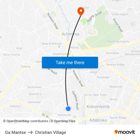 Ga Mantse to Christian Village map
