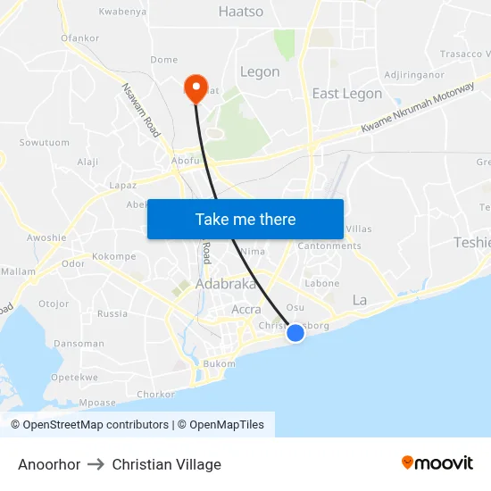 Anoorhor to Christian Village map
