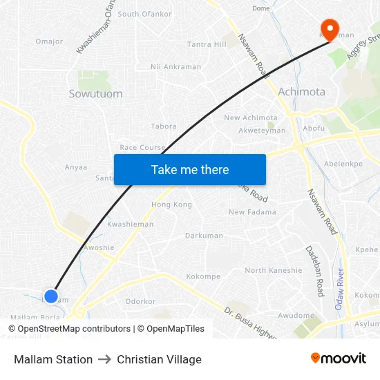 Mallam Station to Christian Village map