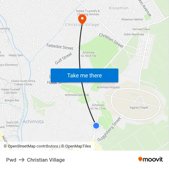Pwd to Christian Village map