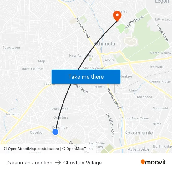 Darkuman Junction to Christian Village map