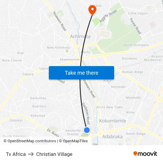 Tv Africa to Christian Village map