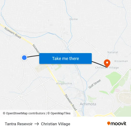 Tantra Resevoir to Christian Village map