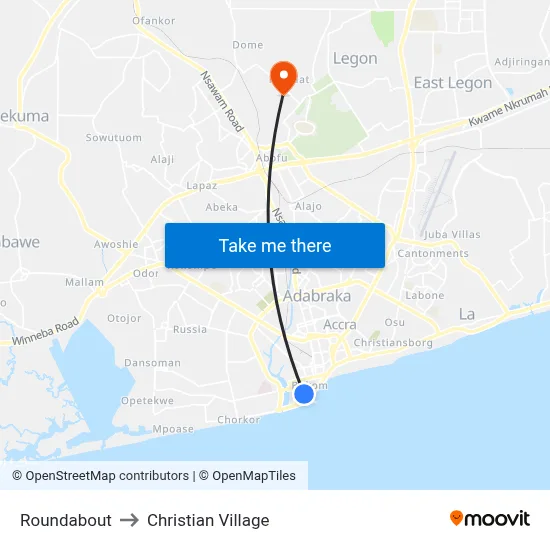 Roundabout to Christian Village map