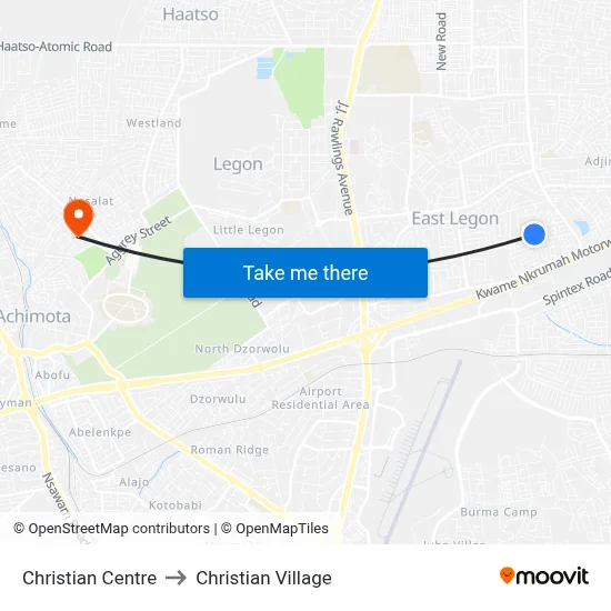 Christian Centre to Christian Village map