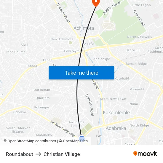 Roundabout to Christian Village map