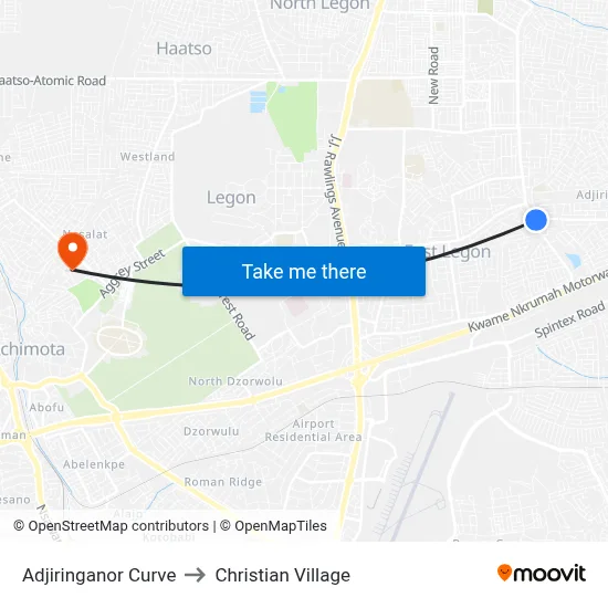Adjiringanor Curve to Christian Village map
