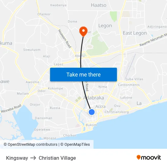 Kingsway to Christian Village map