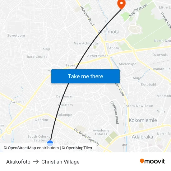 Akukofoto to Christian Village map