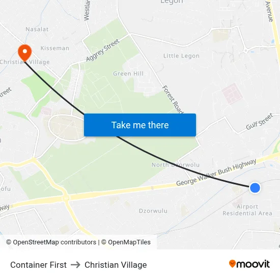 Container First to Christian Village map