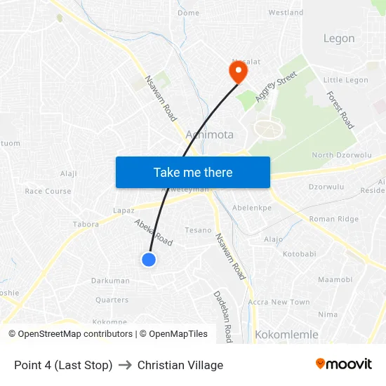 Point 4 (Last Stop) to Christian Village map