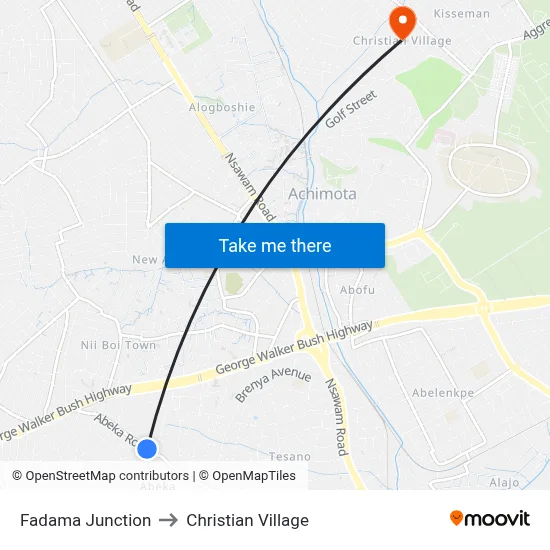 Fadama Junction to Christian Village map