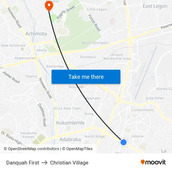 Danquah First to Christian Village map