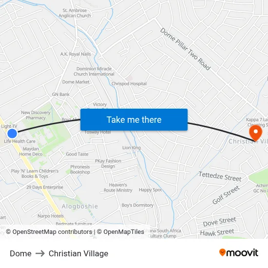 Dome to Christian Village map