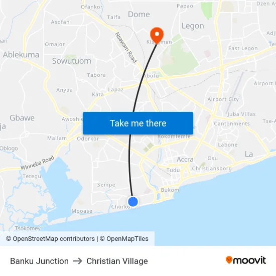 Banku Junction to Christian Village map