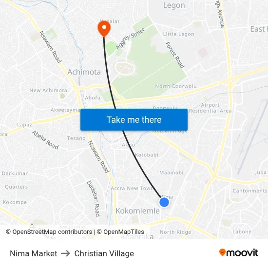 Nima Market to Christian Village map