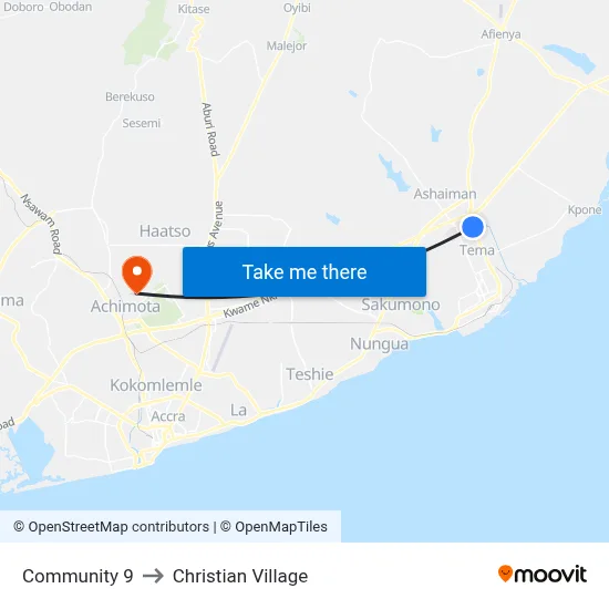 Community 9 to Christian Village map