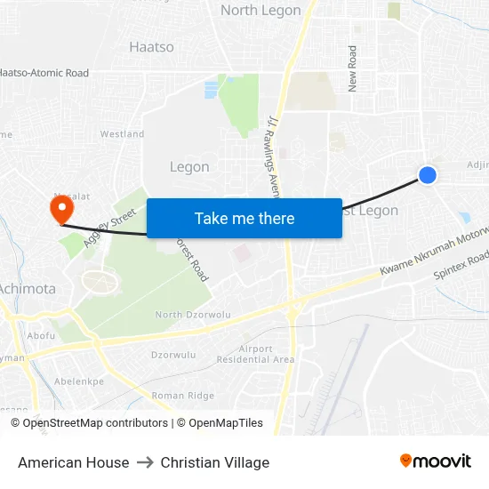 American House to Christian Village map