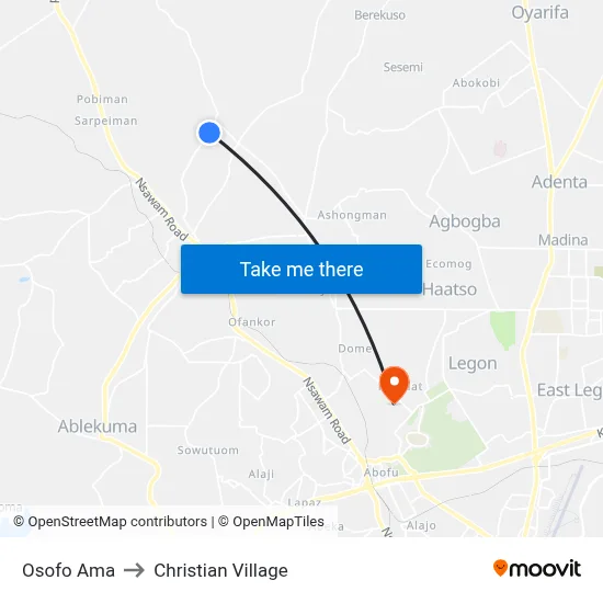 Osofo Ama to Christian Village map