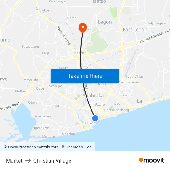 Market to Christian Village map