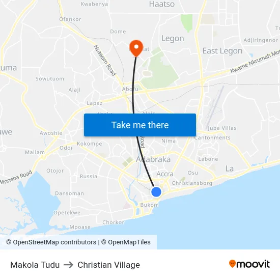 Makola Tudu to Christian Village map