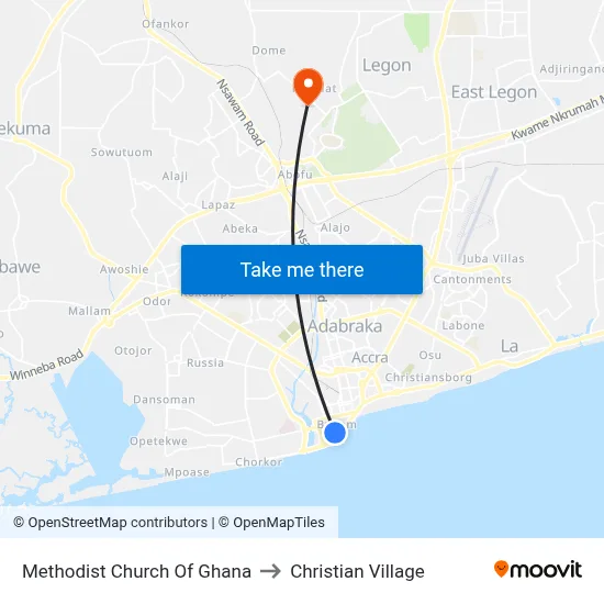 Methodist Church Of Ghana to Christian Village map