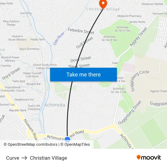 Curve to Christian Village map