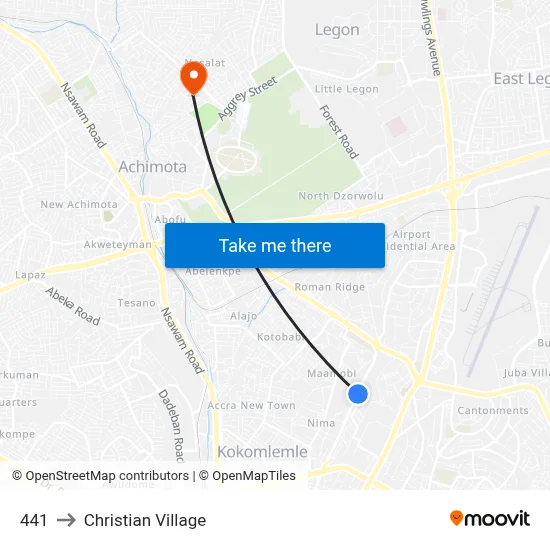441 to Christian Village map