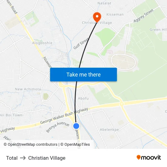 Total to Christian Village map