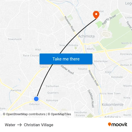 Water to Christian Village map