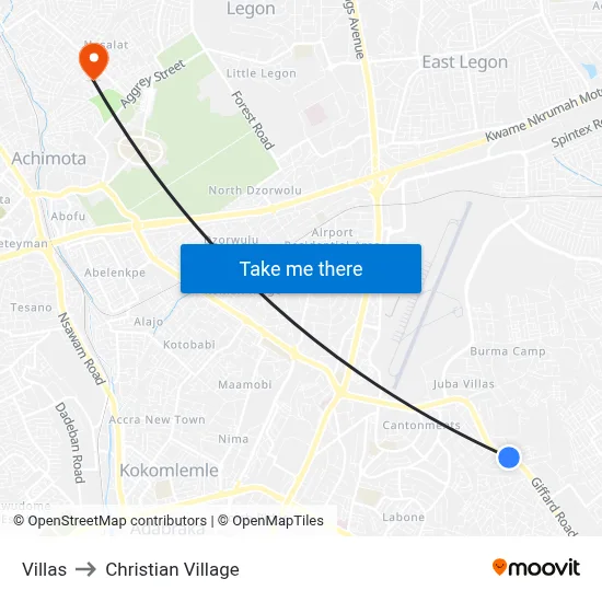 Villas to Christian Village map