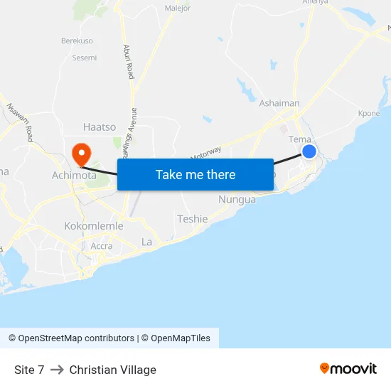 Site 7 to Christian Village map