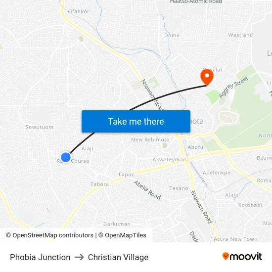 Phobia Junction to Christian Village map