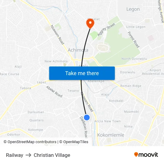Railway to Christian Village map