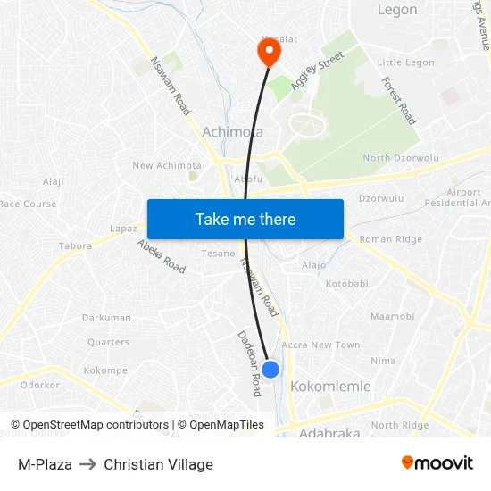 M-Plaza to Christian Village map
