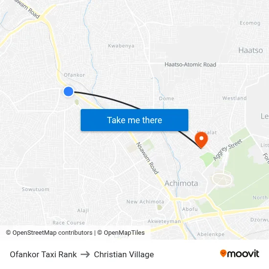 Ofankor Taxi Rank to Christian Village map